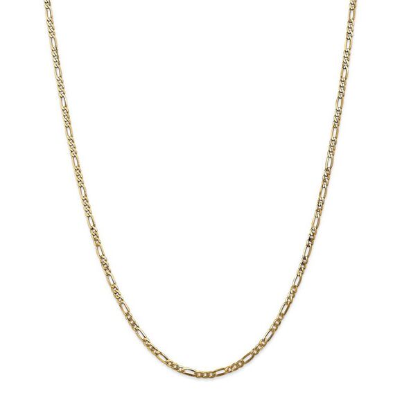 2.75mm 14k Yellow Gold Solid Flat Figaro Chain Necklace, 20 Inch